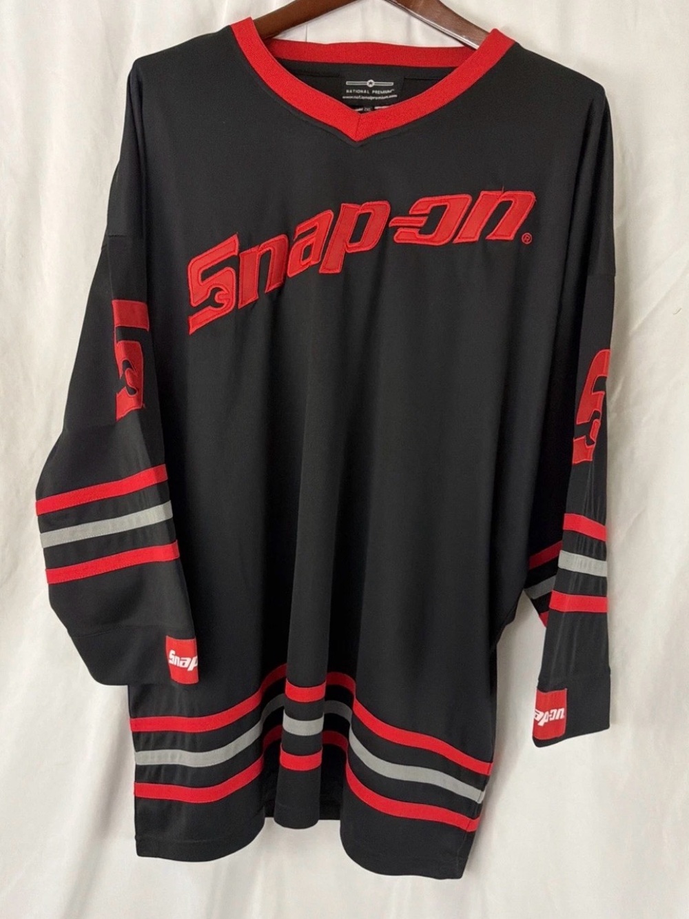 Snap-on Black & Red Logo Hockey Jersey
